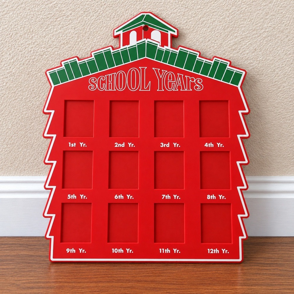 Vintage Red Plastic School House Years Picture Photo Frame 12 Year K-12 Growth
